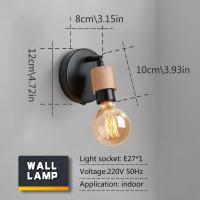 Lámpara de pared industrial con interruptor, Focos giratorios de 360 °, aplique de pared de Madera Retro Vintage, portalámparas E26 Edison para dormitorio y Sala de estar - details 4