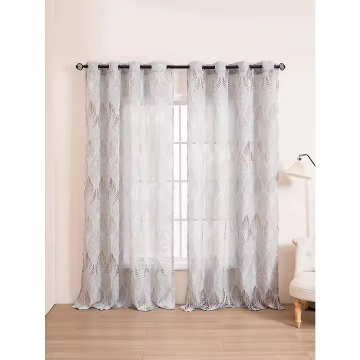 Cortinas Europeas De Encaje GRIS Para Dormitorio Lujo Ventana Sola De Sala De Estar Familia-Cámara Cocina Con Ojo De Búho - 1