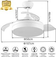 Ventilador de Techo Retráctil Blanco OstarkDom con Luz LED CCT 72W – 6 Velocidades, Motor DC Silencioso, Control Remoto, Estilo Moderno, Bajo Consumo - details 0