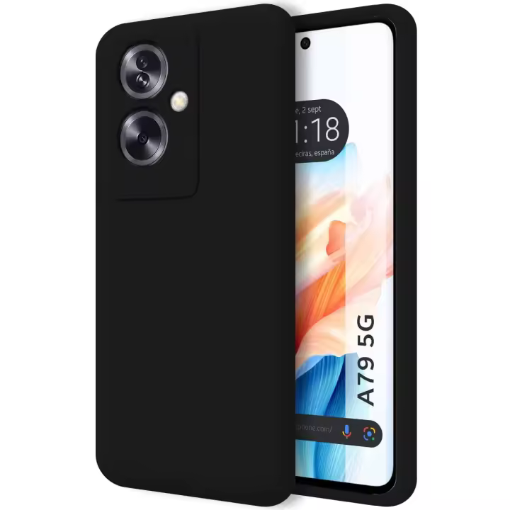 Funda Silicona Líquida Ultra Suave para Oppo A79 5G color Negra - 1