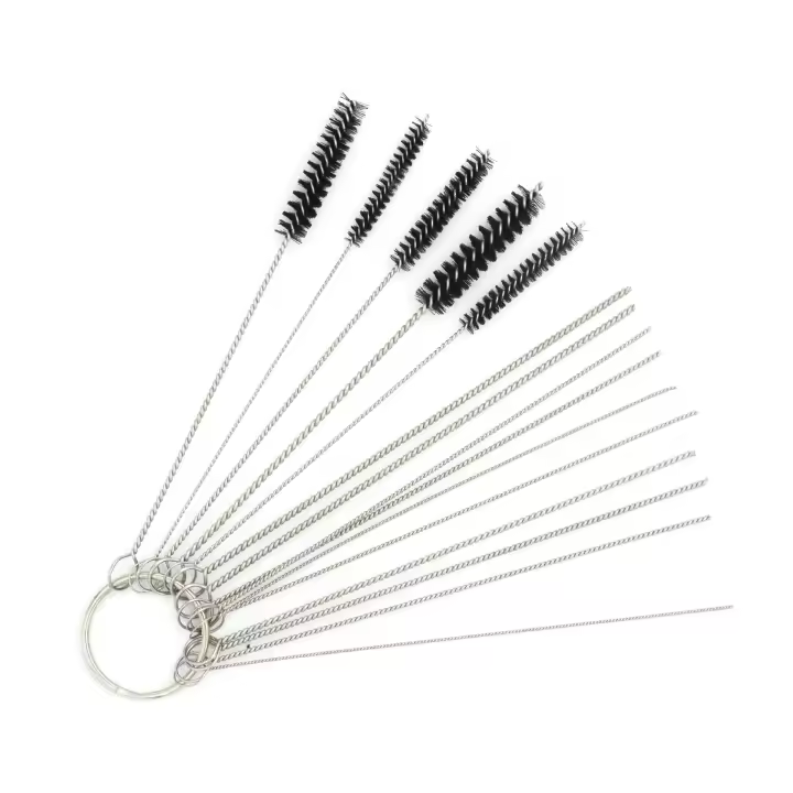 Kits de herramientas de limpieza de limpiador de suciedad de carburador de carbono, 10 agujas de limpieza + 5 cepillos de tubo de nailon - 1