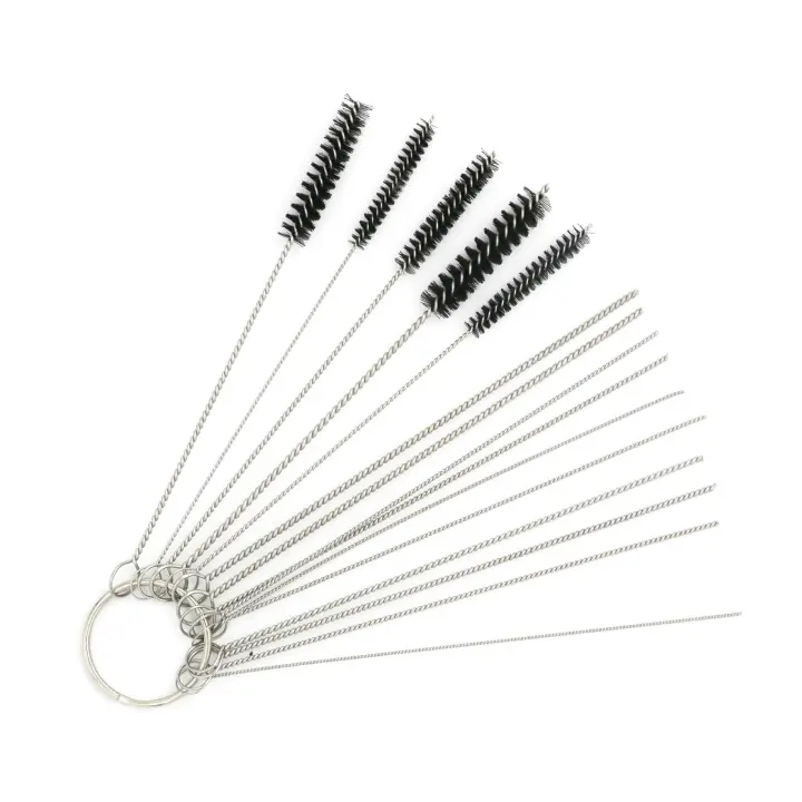 Kits de herramientas de limpieza de limpiador de suciedad de carburador de carbono, 10 agujas de limpieza + 5 cepillos de tubo de nailon - 1