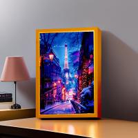 Lámpara De Noche LED En Forma De Luna De París Para Decoración Del Hogar Y Regalos De Navidad Marco De Fotos Con Iluminación De Dibujo De Ciudad Luz Para Mesa Lateral - details 1