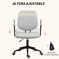 HOMCOM Silla de Oficina Silla de Escritorio con Reposabrazos de Madera y Altura Ajustable Silla Giratoria para Estudio Dormitorio Carga 120 kg Gris - details 4
