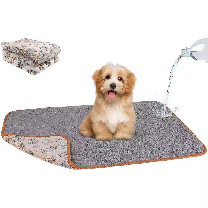 Mantas impermeables para Perros, 2 pack lavable Manta para perro para Cama sofá protector Pequeño Perro Gato 23 "16" (Blanco + café) - 1