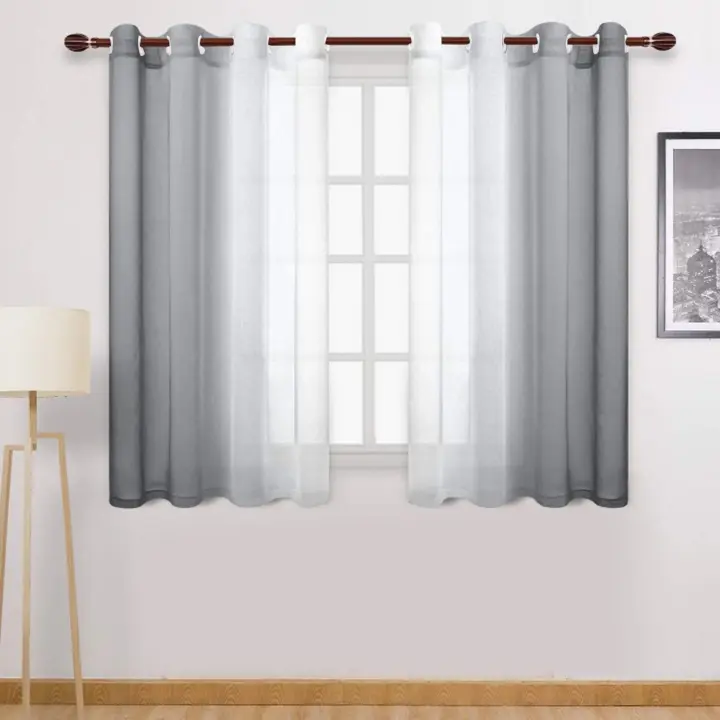 Cortina De Tules Moderna De Color Gradiente 1PC Para Decoración De Ventanas En Sala De Estar Dormitorio Cocina Hotel Hecha De Voile Translúcida Con Capa De Negro Para Cubrir Ventanas - 1