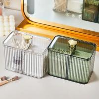 Contenedor Organizador De Baño Con 3 Secciones Para Algodones Y Tapones De Cera Transparente Almacenamiento De Cosméticos Jarra Para Algodones Y Tapones - details 0