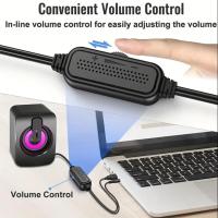 Altavoces De Computadora HIFI Estéreo Con Micrófono USB Y Luz LED Para Escritorio PC Compatible Con Sistema Operativo Windows Y Mac - details 4