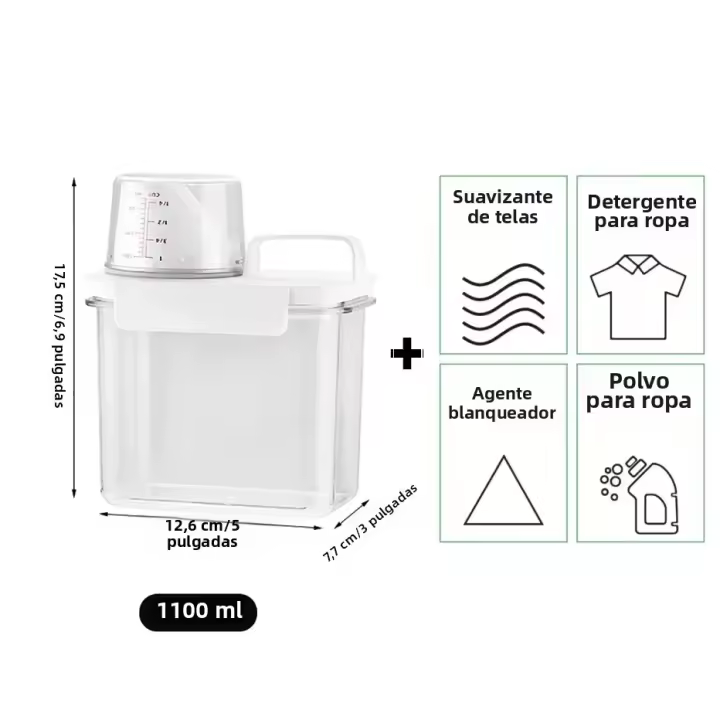 Contenedor De Detergente De 2300ML Con Tapa Airtight Y Transparente Para Almacenamiento De Polvo De Detergente Y Bleaches Reutilizable Organizador De Cocina - 1