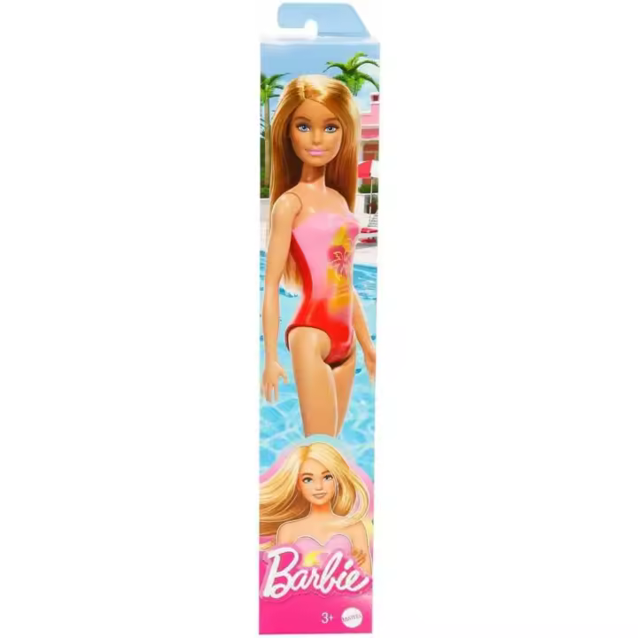 MATTEL - Barbie - Muñeca de playa - Barbie con traje de baño rosa - Juguete Divertido - Regalo Original - Edad recomendada mayores de 3 años - 1