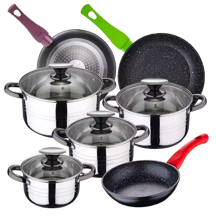 Batería de cocina 8 piezas Dina de acero inoxidable con juego de sartenes (18/22/26 cm) SAN IGNACIO Jolie de aluminio forjado - 1