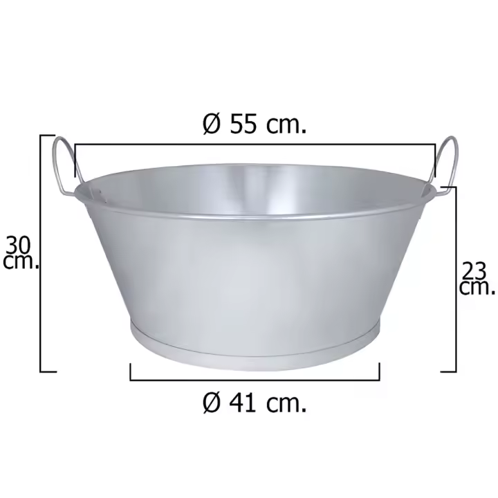 Barreño Galvanizado Baño 16" 40x17 cm. 14 Litros, barreño decoracion, barreño bar , - 1