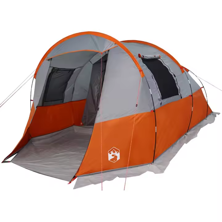 vidaXL Tienda de camping con túnel 4 personas impermeable gris naranja - 1