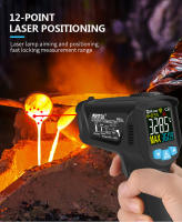 Termómetro Infrarrojo Digital No Contacto Con Láser Portátil Precisión Alta Imagen LCD Alarma De Luz Para Industrial - details 19