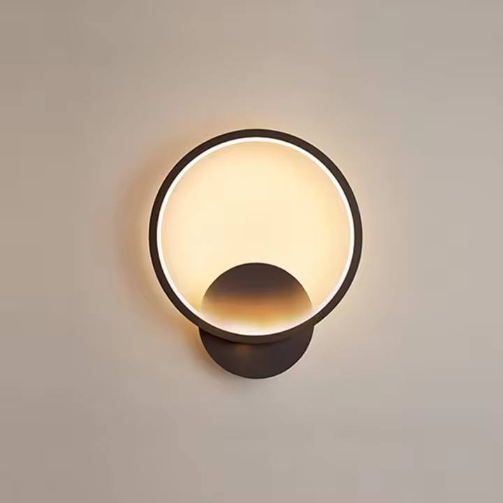 Luz de pared interior LED 13W lámpara de pared Redonda Negro Blanco cálido 3000K Modern para dormitorio Sala de estar Escalera pasillo AC 220V [Clase Energética A +] - 1