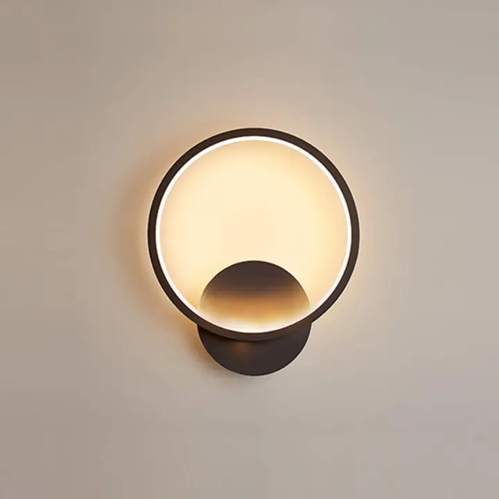 Luz de pared interior LED 13W lámpara de pared Redonda Negro Blanco cálido 3000K Modern para dormitorio Sala de estar Escalera pasillo AC 220V [Clase Energética A +] - 1