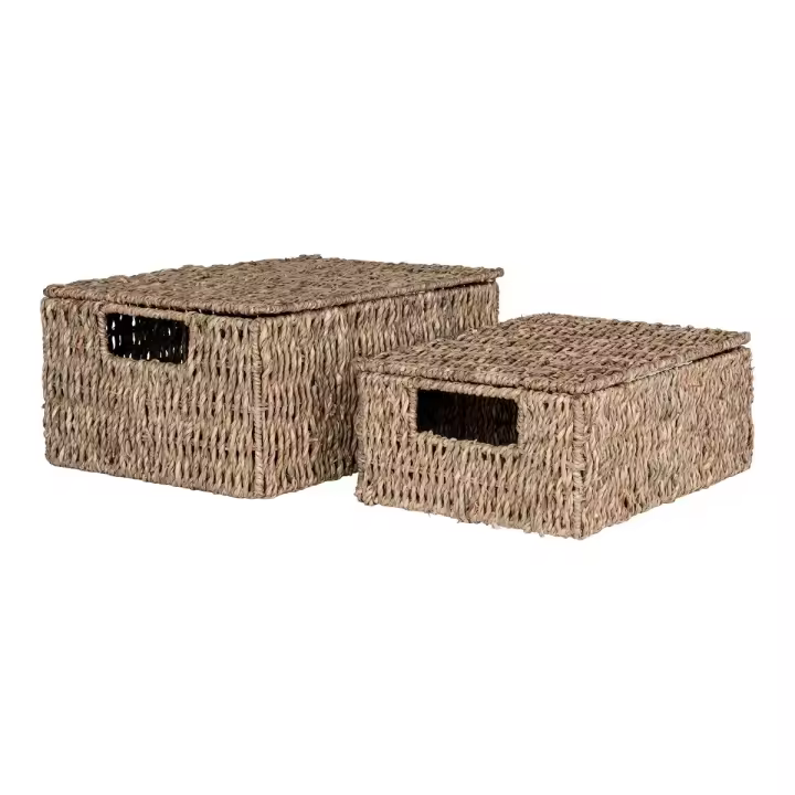 Juego de 2 Cestas de Almacenaje Venoso, Hierba Marina, 33x24x15 cm - 1