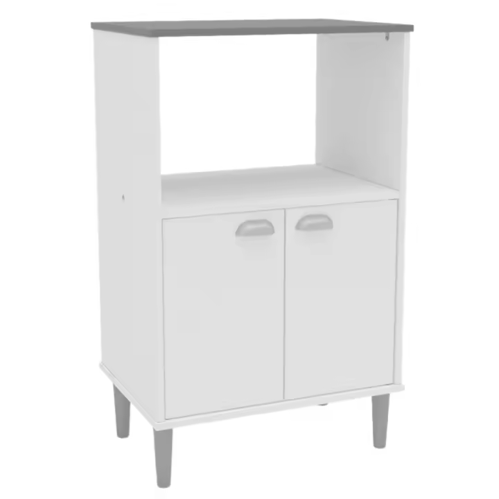 Mueble Auxiliar Cocina Microondas Color Blanco Con Tapa Gris 58x95 cm - 1