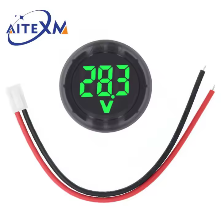 Voltímetro Digital DC5-100V Con Pantalla LED Para Coche Medidor De Voltaje Y Corriente Panel De Monitorización Circular - 1