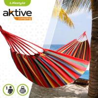 Hamaca colgante de algodón para camping y jardín, Hamaca jardín exterior, Medidas 200x100 cm, Hasta 200 kg de capacidad de carga, Con bolsa de Organizador - details 1