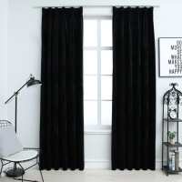 vidaXL Cortinas Opacas con Ganchos 2 Piezas 140x245 cm Terciopelo Casa Color Crema,  Beige,  Negro y mas - details 2