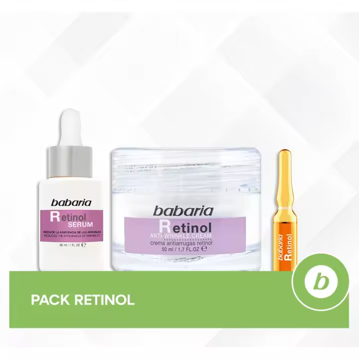 Babaria Pack Retinol: Crema Antiedad, Sérum Reafirmante y Ampollas Pro-Collagen para Elasticidad y Renovación Celular (5 unidades x 2ml) - 1