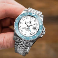 Reloj Mécanico De Lujo Para Hombre PAGANI DESIGN 2024 40MM Bisel De Cerámica Impermeable 10bar Vidrio De Zafiro GMT Con Correa De Acero Inoxidable Y Cierre De Seguridad - details 0