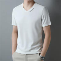 Camiseta De Hombre Casual Y Moda Con Cuello V Y Mangas Cortas En Color Sólido Transpirable Y Cómoda Para Verano Top Versátil - details 12