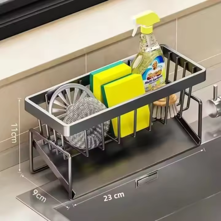 Estante De Organizador Para Fregadero En Acero Inoxidable Racks Para Esponja Y Paño De Limpieza Multifuncional Almacenamiento De Herramientas - 1