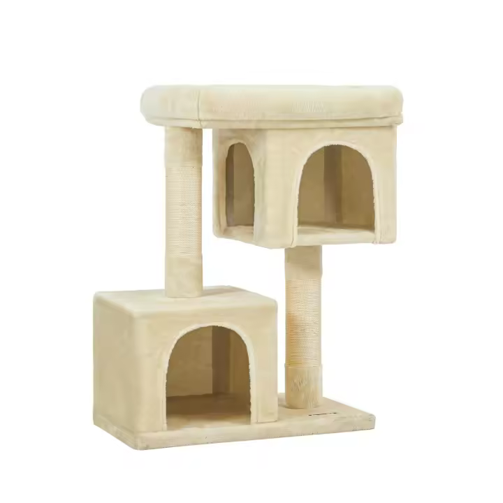 Feandrea Árbol para Gatos, Torre para Gatos de 84 cm, L, para Gatos Grandes de hasta 7 kg, Plataforma Grande para Gatos, 2 Cuevas para Gatos, Rascador, Gris Ahumado/Beige/Gris Claro/Blanco Crema - 1