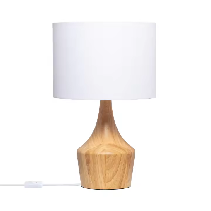 LEDKIA LIGHTING - Lámpara de Mesa de Madera Dabai | Diseño Nórdico Retro | Soporte Bombilla E27 40W | Para Salón, Dormitorio, Restaurante | 450 mm x 280 mm, Natural, Madera - 1