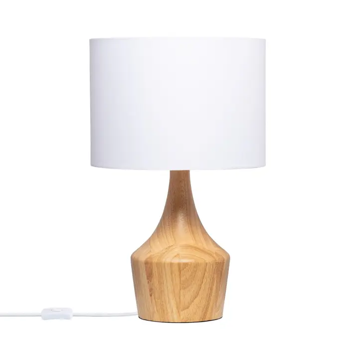 LEDKIA LIGHTING - Lámpara de Mesa de Madera Dabai | Diseño Nórdico Retro | Soporte Bombilla E27 40W | Para Salón, Dormitorio, Restaurante | 450 mm x 280 mm, Natural, Madera - 1