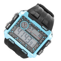 Reloj electrónico para hombre, Luz Nocturna, Agua Resistant, Esfera Grande, Hora dual, Reloj Deportivo digital, Negro, Azul W - details 4