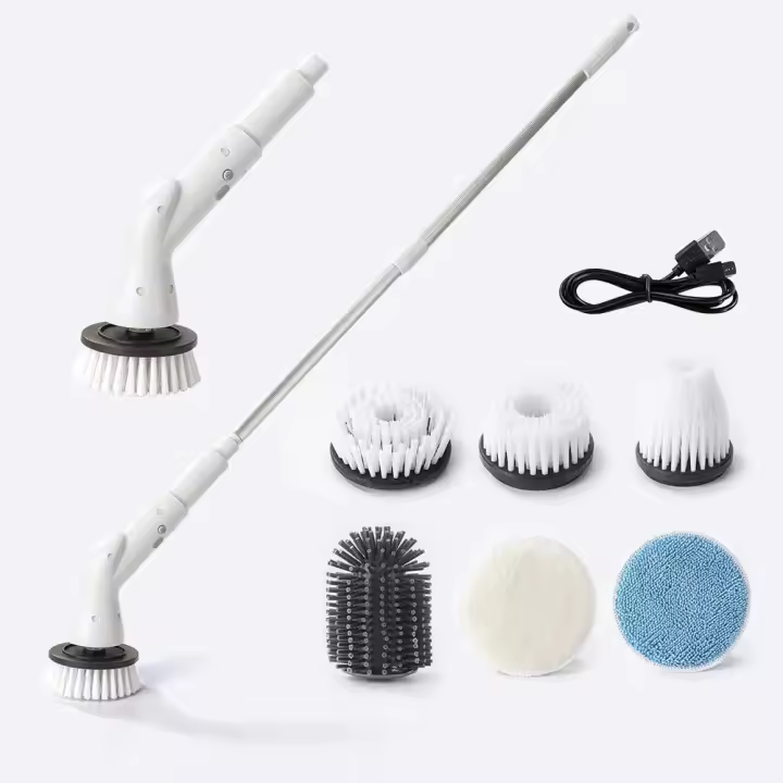 Cepillo De Limpieza Eléctrico Multifuncional Sin Cable Con Mango Largo Y Retráctil Para Baño Material Plástico - 1
