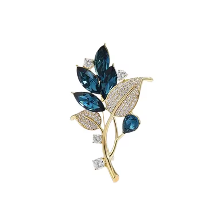Broche De Cristal Serie De Plantas Moda Para Mujer Joyería De Ropa Accesorios De Fiesta Forma De Flor Y Hoja - 1
