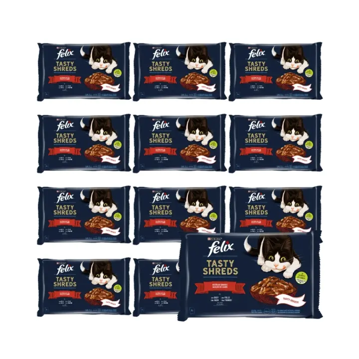 FELIX - Tasty Shreds (48x80 gr) - Comida Húmeda Selecciones Favoritas (Buey en Salsa y Pollo en Salsa) (12x4x80 gr) - 1
