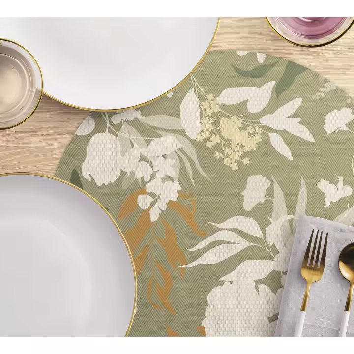 VINILIKO, set de 4 individuales Jardín verde 4u-[Diam] 40 cm - 1