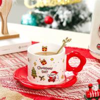 Juego De Taza Y Tazón De Cerámica Con Cuchara Tema Navideño Taza De Café Dibujo Animado Taza Para Bebida Taza De Leche Regalo Con Cuchara Taza De Mug - details 4
