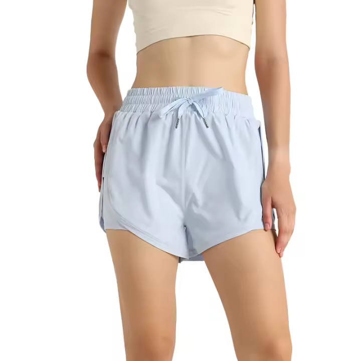 Shorts De Yoga Para Mujer Cintura Alta Doble Capa Secado Rápido Transpirables Para Atletismo Y Running Fitness - 1