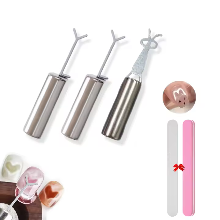 Imán de corazón para esmalte de gel Cat Eye, herramienta magnética para uñas con tiras de esmalte, kit de manicura DIY con guías en forma de Y, herramienta flexible para salón o casa (C) - 1