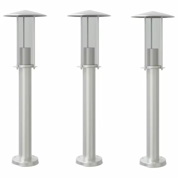 vidaXL Lámparas de suelo de exterior 3 uds acero inoxidable 60cm Color Negro,  Plateado, y mas - 1