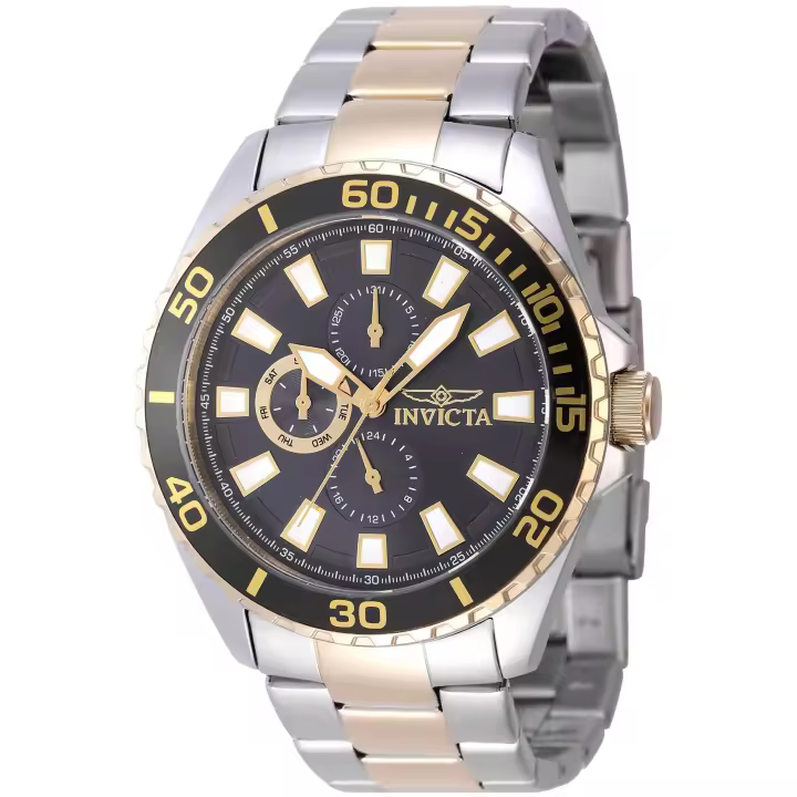 Reloj de pulsera Invicta Pro Diver - 47557 correa color: Oro amarillo Gris plata Dial Latón Gris hierro Hombre - 1