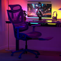 ACGAM Silla de Oficina, Silla de Escritorio de Malla, Silla Giratoria Ergonómica, Soporte Lumbar, Oscilante, Asiento de 53 cm, Apoyabrazos Abatibles, Negro - details 9