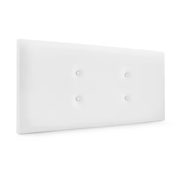 DHOME Cabecero de Polipiel o Tela Acualine con 2 Hileras de Botones Colores Cabezal Tapizado Cama Lujo (Blanco Polipiel) - 1