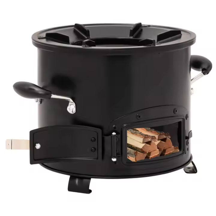 vidaXL Cocina de leña para camping metal negro 36x26x22,5 cm - 1