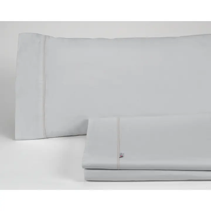 Juego de sábanas liso color perla - Cama de 90 (3 piezas) -50% algodón / 50% poliéster - 144 hilos. Gramage: 115 - Fijalo - 1