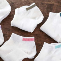 Medias Cortas Blancas Para Mujer Y Niñas 6/12 Pares Cómodas Transpirables De Color Sólido Y Rayadas Moda Casual Polyester Spandex - details 2