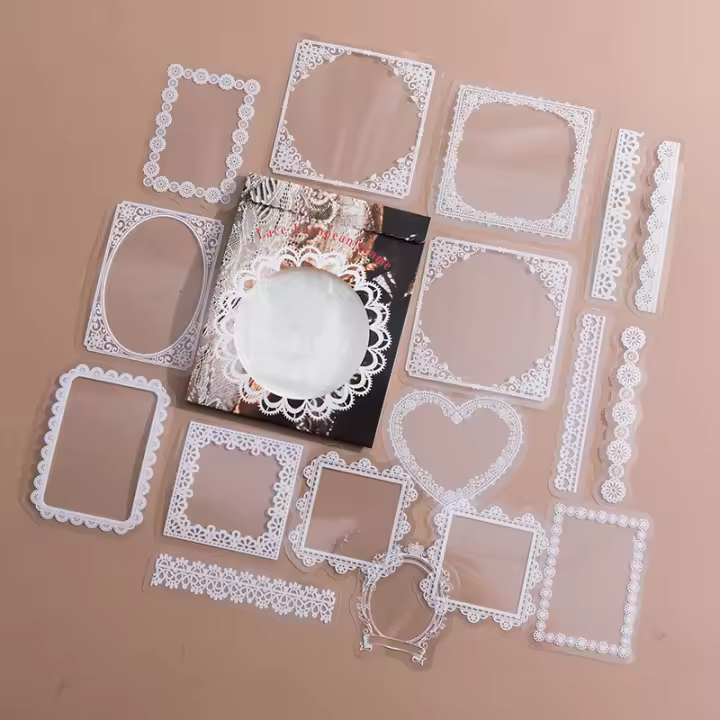 Yoofun 30pcs Pegatinas De Encaje Kawaii Para Decoración DIY Marco De Corazón Vintage Para Arte Manualidades Y Scrapbooking - 1