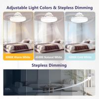 Ventilador de techo con luz, 15" regulable, 3 temperaturas de luz, control remoto y aplicación, aspas retráctiles, 4 velocidades, control remoto, función de memoria, temporizador, IP20 resistente al agua (con base) - details 3