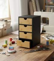 ARISE SHOP - Organizador de Cajones de Bambú Premium | 3 o 4 Niveles | Multiusos para Hogar y Oficina | Madera Ecológica Resistente - Negro/Blanco - details 5